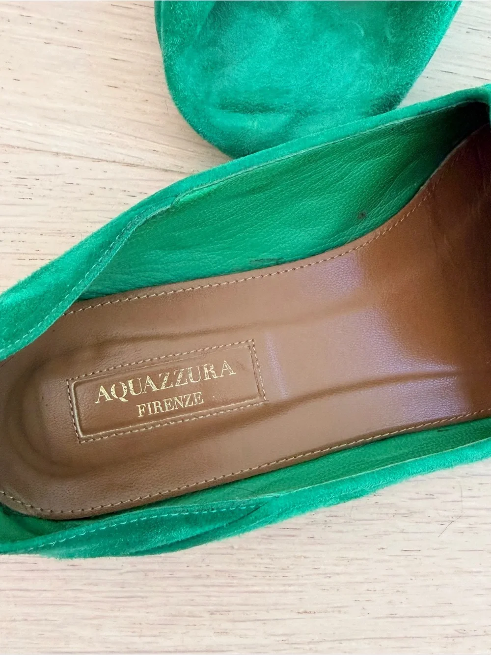 Aquazzura green suede